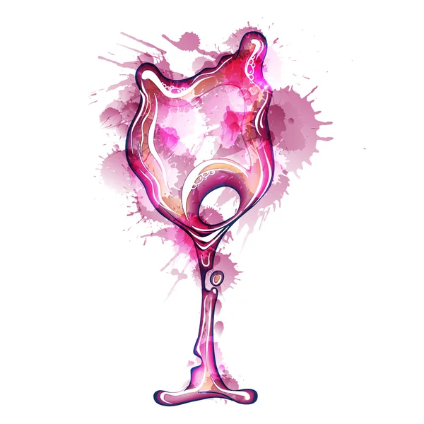 Glas vin gjort av colou stänk — Stock vektor