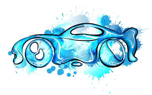 Car made of splashes. Car wash concept. — Stock Vector