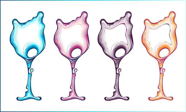 Набір скляних виробів з рідкого вина — стоковий вектор