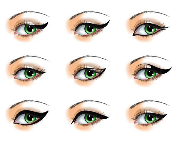 Nio olika eyeliners set — Stock vektor