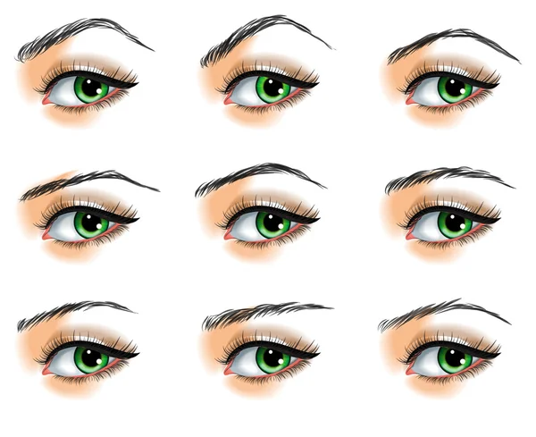 Nine different eyebrows set — Stock vektor