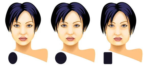 Mujer cara formas básicas conjunto — Vector de stock