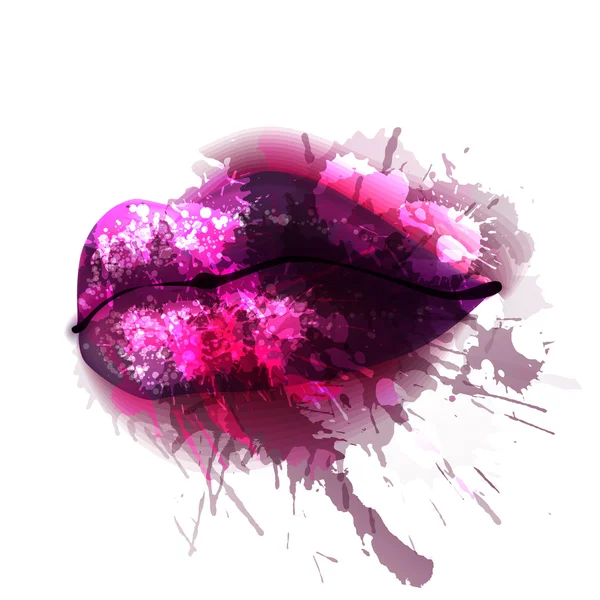 Labios con salpicaduras de colores — Vector de stock