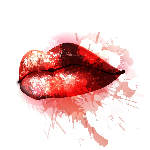 Labios con salpicaduras de colores — Vector de stock