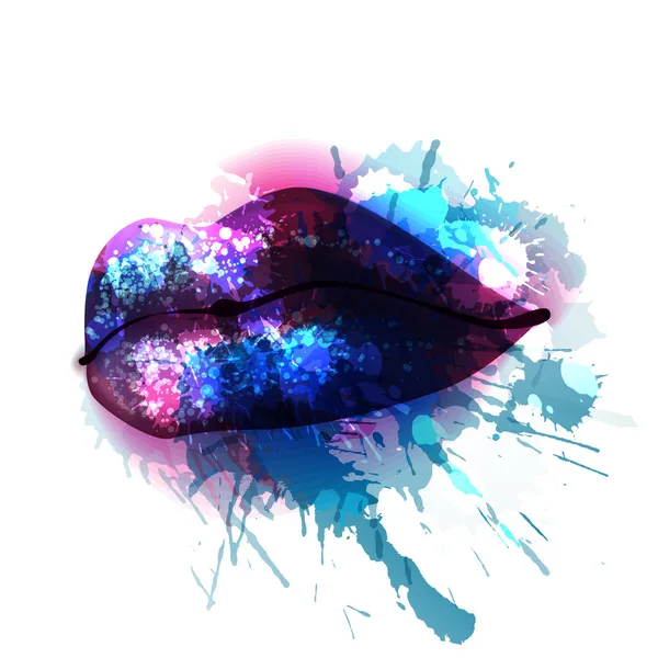 Labios con salpicaduras de colores — Vector de stock