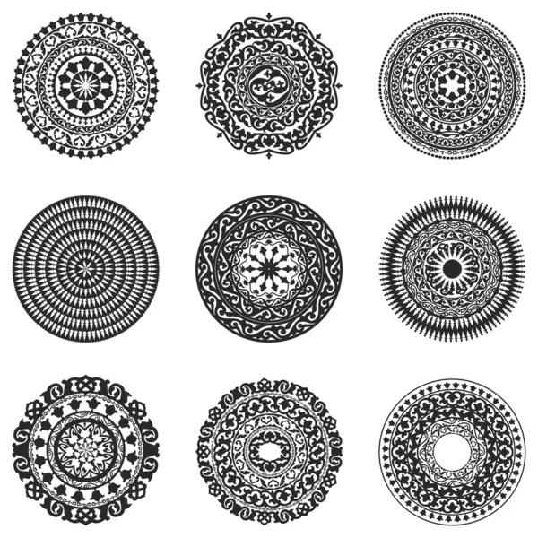 Oosterse radiale patronen set — Stockvector