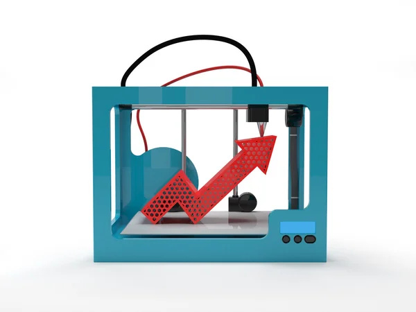 Impressora 3D com seta vermelha para cima — Fotografia de Stock