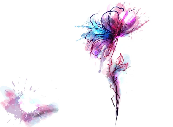Akvarell blomma — Stock vektor