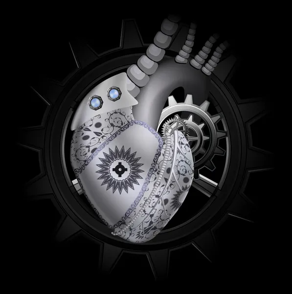 Steam punk mechanical heart illustration — Stock Vector