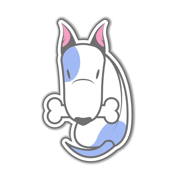 Cartoon sentado bull terrier com osso — Vetor de Stock