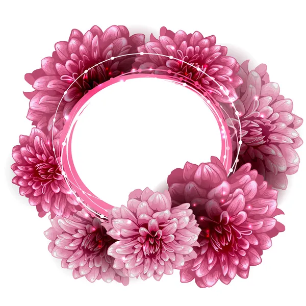 Round floral frame made of peony flowers — Stock Vector