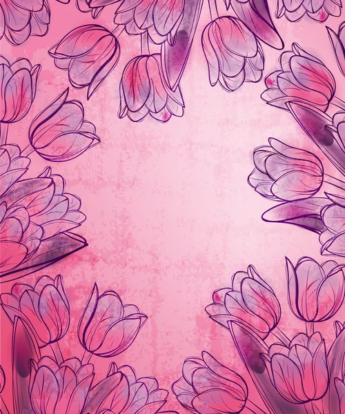 花のフレームのレトロなスタイルのデザイン テンプレート — ストックベクタ