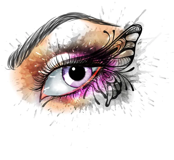 Maquillage des yeux avec papillon — Image vectorielle