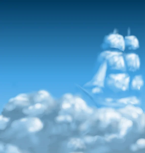 Nuvens com navio —  Vetores de Stock