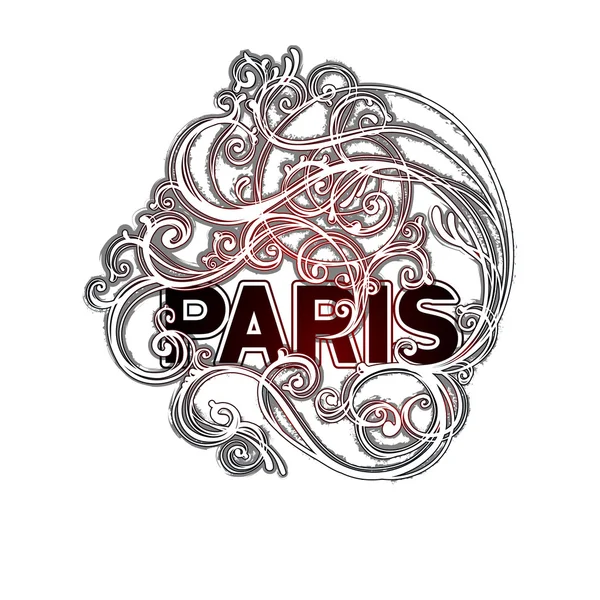 Paris doodle label illustration — Stock Vector