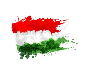 Hungarian flag made of colorful splashes clipart