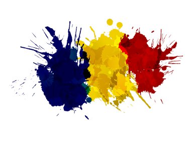 Romanian flag made of colorful splashes clipart