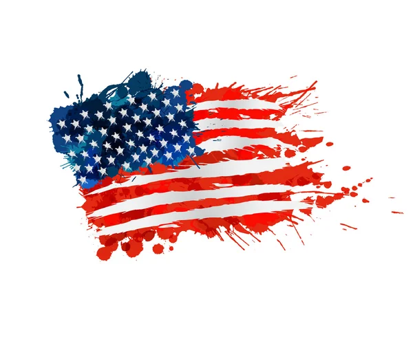Bandiera USA fatta di spruzzi colorati — Vettoriale Stock