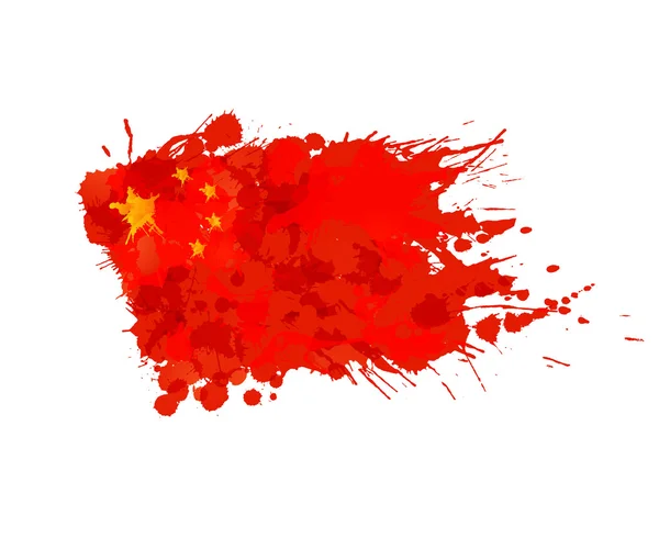 Chinese flag made of colorful splashes — Stock Vector