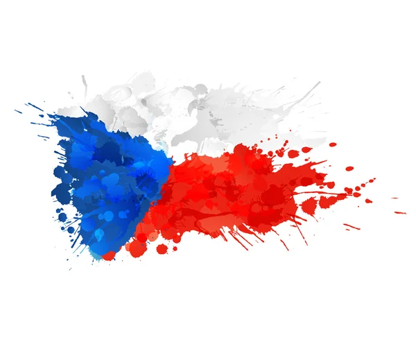 Bandera de la República Checa hecha de salpicaduras de colores — Vector de stock