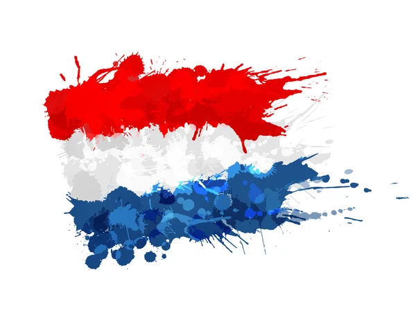 Bandeira da Holanda feita de salpicos coloridos —  Vetores de Stock
