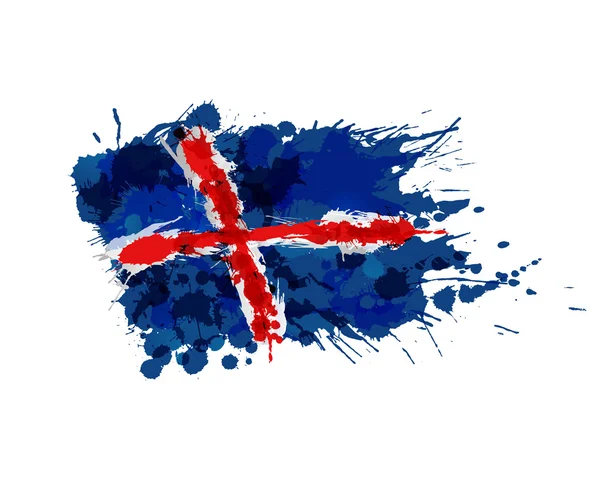 Flaga Islandii z kolorowe plamy — Wektor stockowy