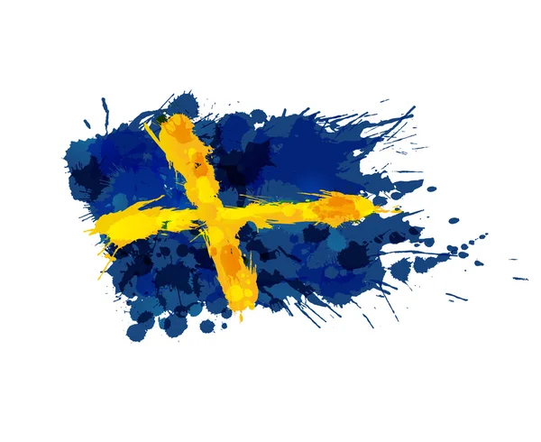 Flag of Sweden made of colorful splashes — Stock Vector