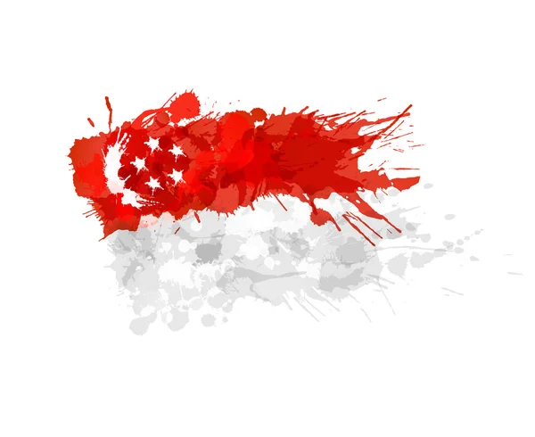 Flagge der Singapore aus bunten Spritzern — Stockvektor