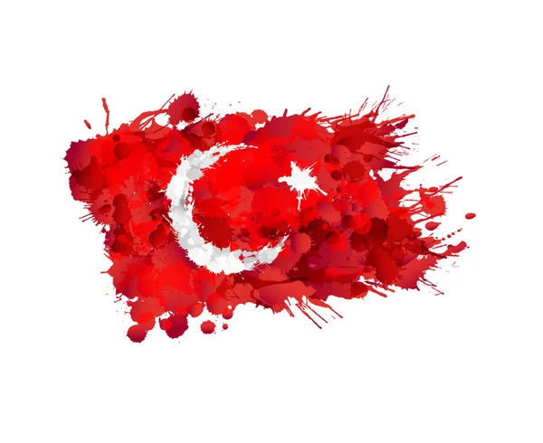 Bandera de Turquía hecha de salpicaduras de colores — Vector de stock