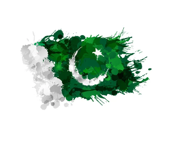 Flag of Pakistan made of colorful splashes — Stock Vector