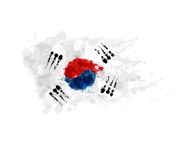 Bandera de Corea del Sur (República de Corea) hecha de salpicaduras de colores — Vector de stock