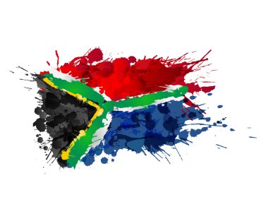 South African flag made of colorful splashes clipart