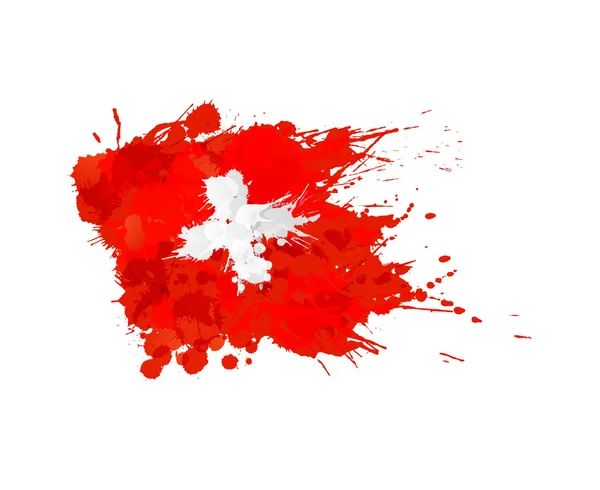 Swiss vlag gemaakt van kleurrijke spatten — Stockvector