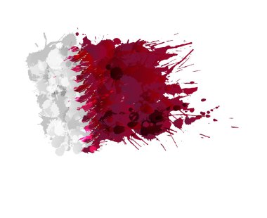 Flag of Qatar made of colorful splashes clipart