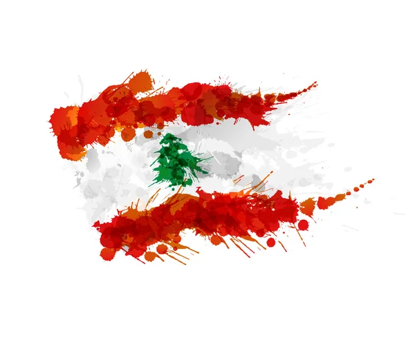 Bandera del Líbano hecha de salpicaduras de colores — Vector de stock