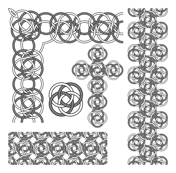 Conjunto de elementos de patrón de nudo celta — Vector de stock