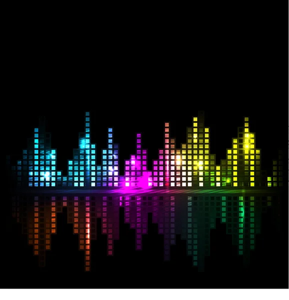 Bright sound wave or cityscape background — Stock Vector