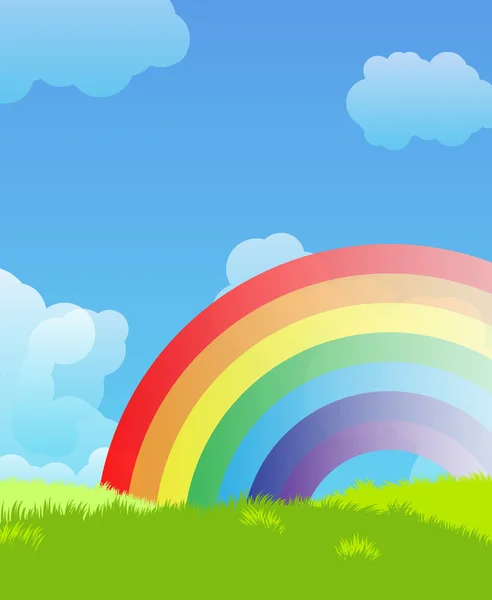 Landschap met regenboog — Stockvector