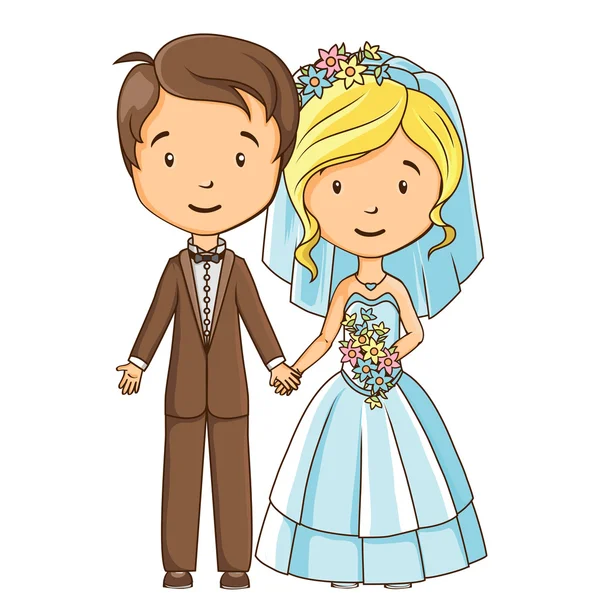 Cartoon groom and bride — Stock Vector