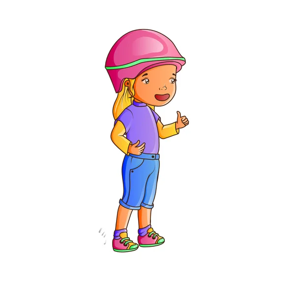 Petite fille cycliste portant un casque — Image vectorielle