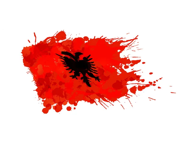 Bandeira albanesa feita de salpicos coloridos —  Vetores de Stock