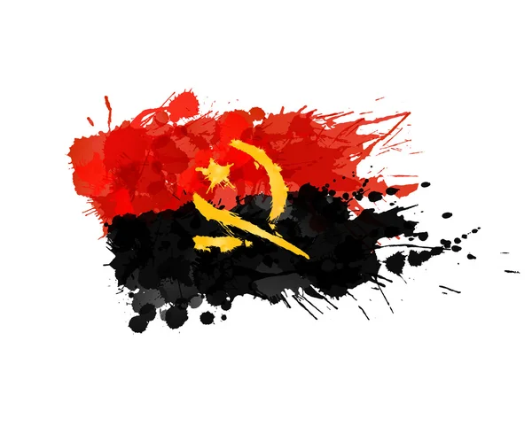 Bandiera dell'Angola fatta di spruzzi colorati — Vettoriale Stock