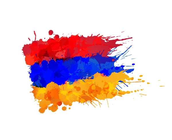 Drapeau de l'Arménie fait d'éclaboussures colorées — Image vectorielle