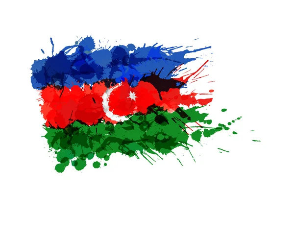 Renkli sıçramalarına yapılan Azerbaycan bayrağı — Stok Vektör