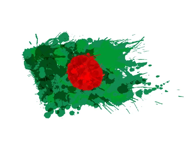 Bandeira de Bangladesh feita de salpicos coloridos — Vetor de Stock