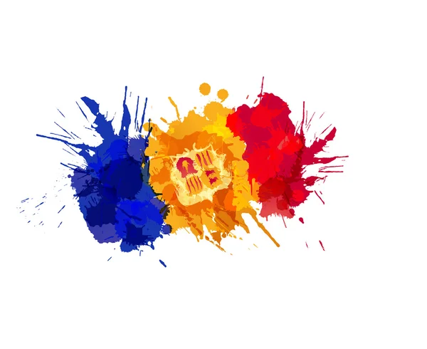 Flaga Andory wykonane z kolorowych rozprysków — Wektor stockowy