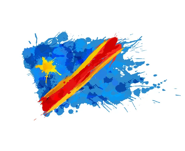 Flaga Konga z kolorowe plamy — Wektor stockowy