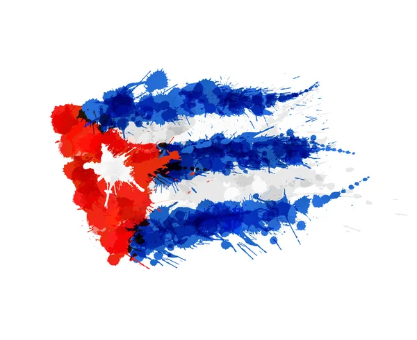 Bandera de Cuba hecha de salpicaduras de colores — Archivo Imágenes Vectoriales