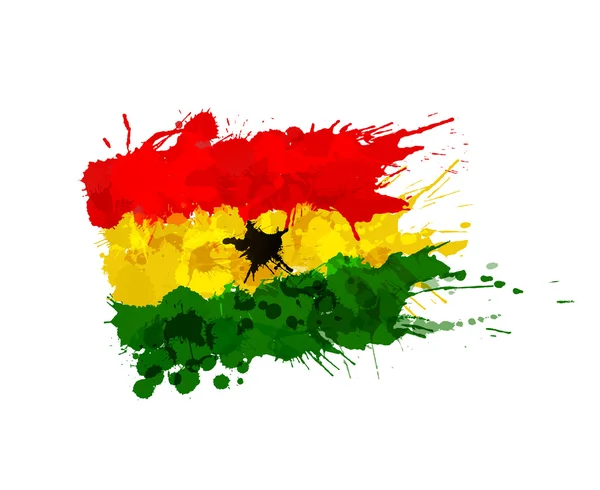 Bandera de Ghana hecha de salpicaduras de colores — Archivo Imágenes Vectoriales