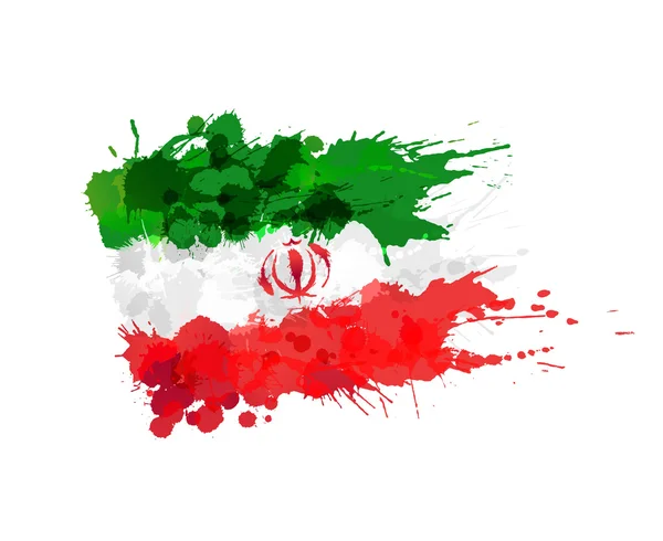 Drapeau de l'Iran fait d'éclaboussures colorées — Image vectorielle